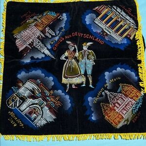 Vintage German Souvenir pillow case with Fringe